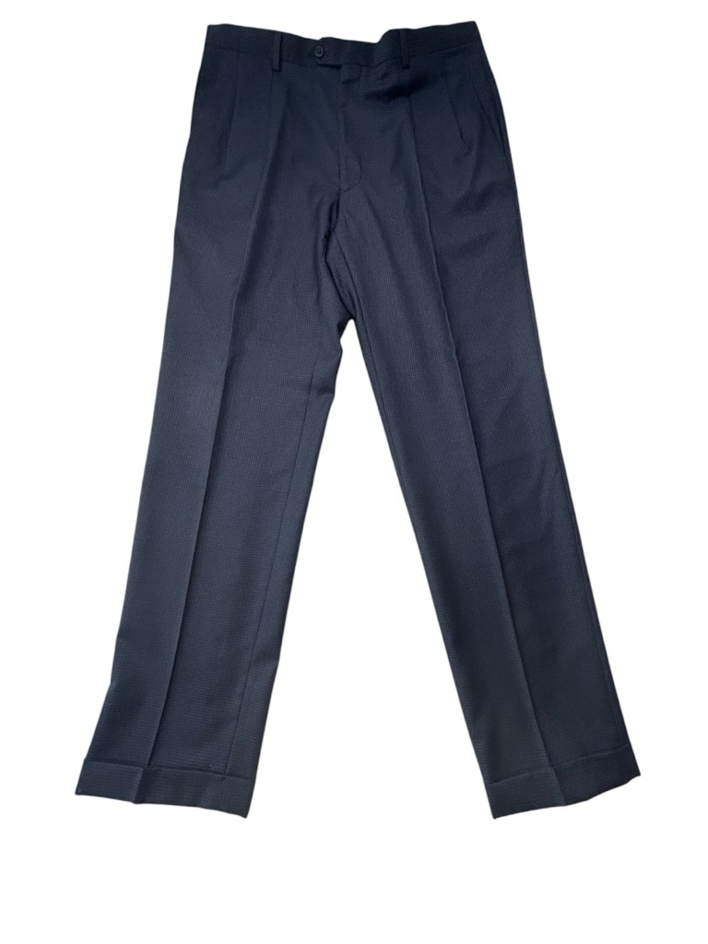 Jos. A. Bank 100% Wool Dress Pants 36L Navy Micro-Check EUC Tailored